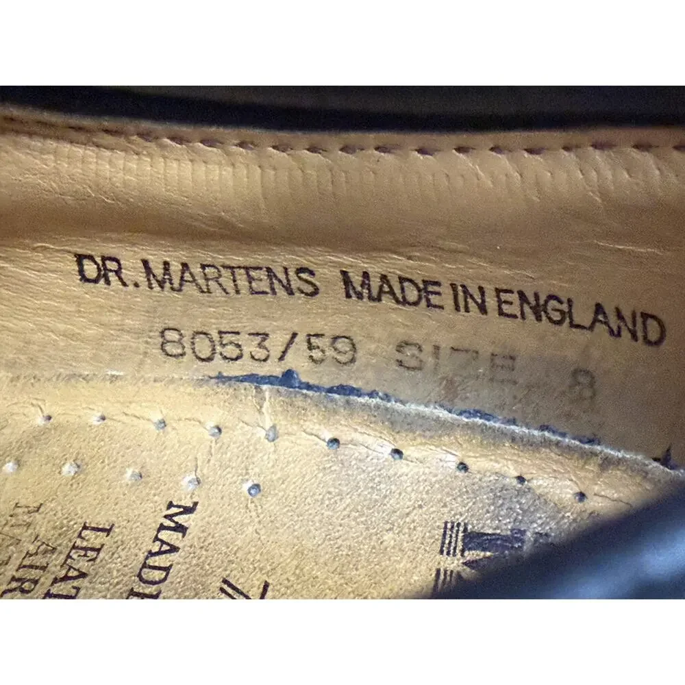 Vintage Dr. Martens 8053/59 Made in England Black Leather Shoes Men's US 9 UK 8